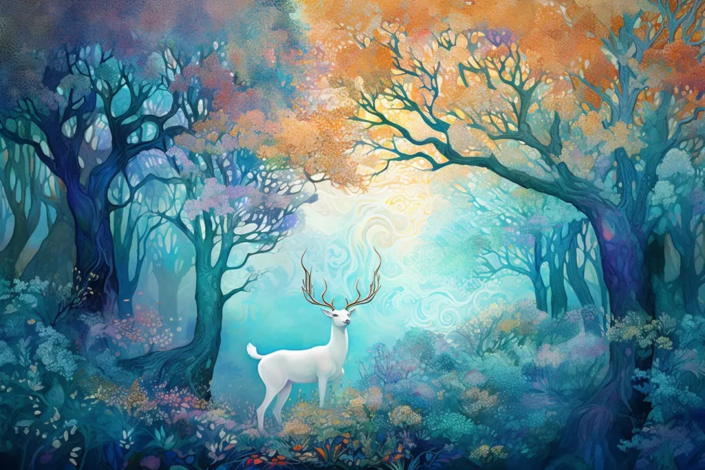 spirit animals in mystical forest